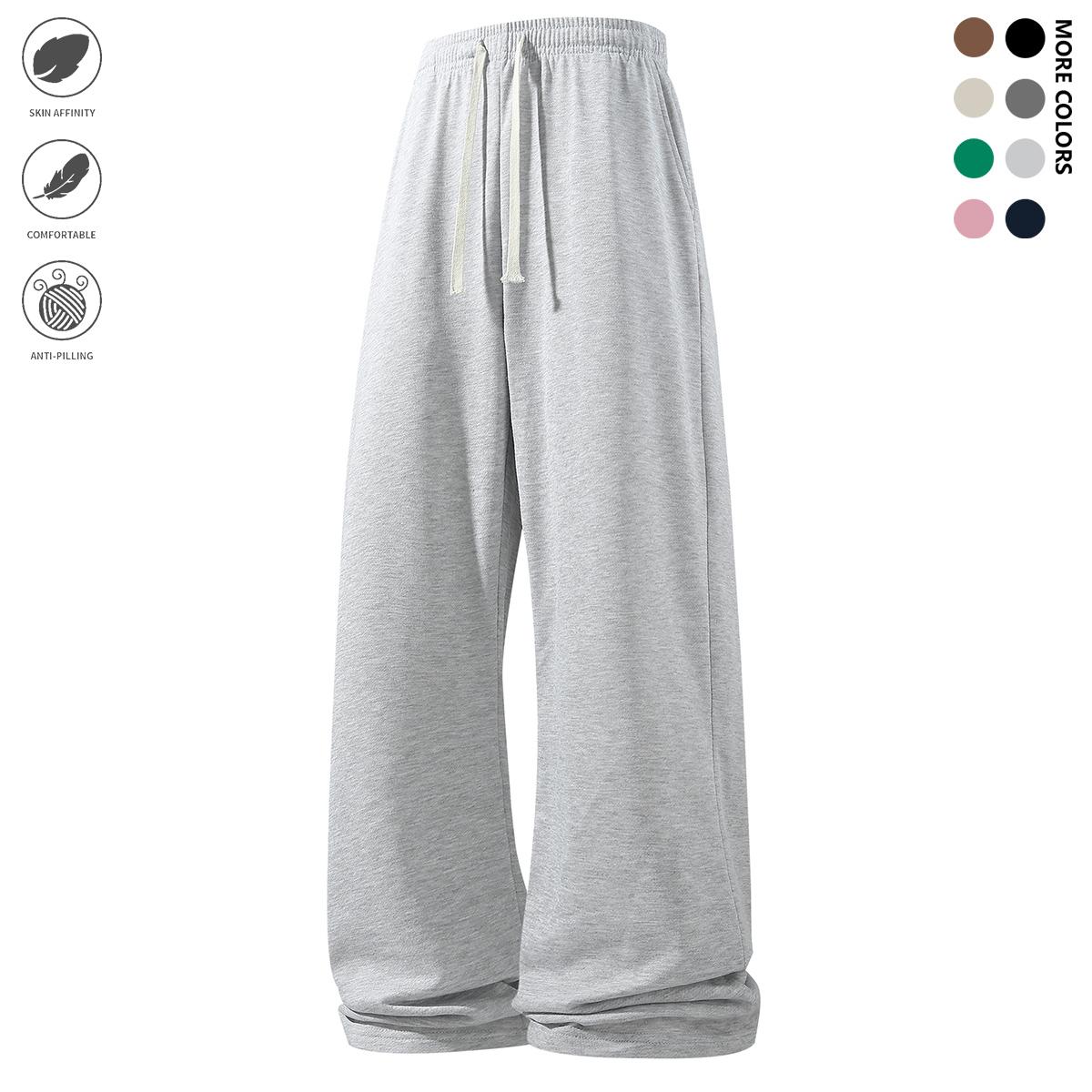 Men's casual sports pants, wide-leg pants, featuring an elastic waistband with drawstring design, casual sports pants suitable for running, fitness, and outdoor activities wear, sports pants, men's trousers