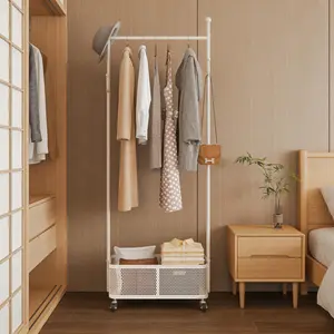 Premium Cream Coat Rack – Minimalist Luxury Home Accessory | 360° Rotatable with Storage Basket | Hang Clothes, Hats, Bags & Scarves | Space-Saving & Stylish Home Essential for Modern Minimalist Interiors
