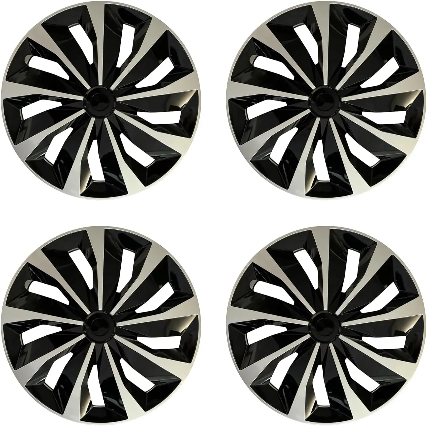 15 Inch Hubcaps Set of 4, ABS Snap-On Wheel Covers for Steel Wheels, Universal Fit R15 Hub Caps, Durable Replacement Rim Covers for Cars, SUVs, Trucks & Vans, Black