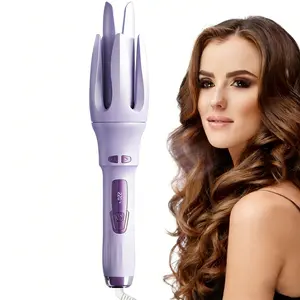 Automatic hair curler with 4 adjustable temperature settings, dual-voltage rotary curling iron, rapid heating, and automatic power-off function.