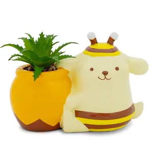 Sanrio Pompompurin Honey Pot Ceramic Mini Planter With Artificial Succulent