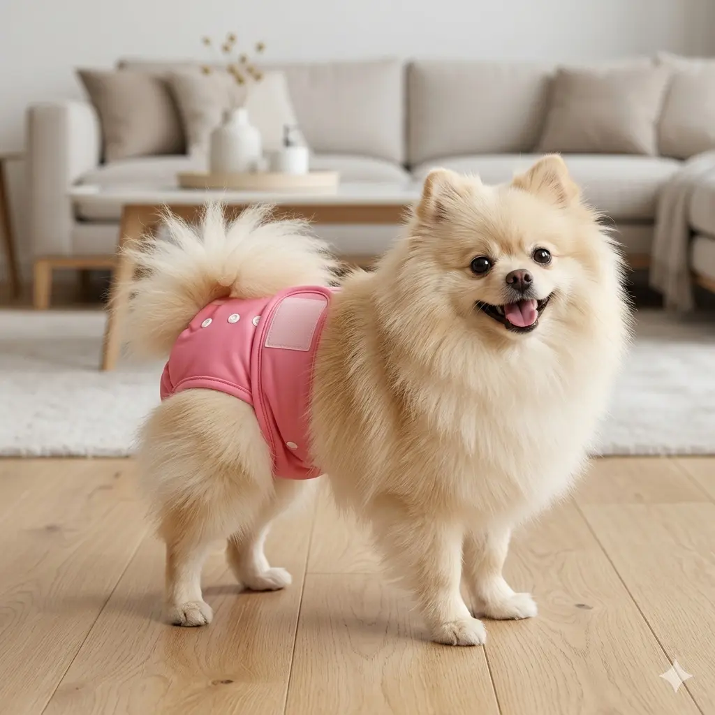 Reusable Solid Pink Female Dog Diapers with Reusable Pee Pads - Absorbent, Leakproof, Soft Mesh, Velcro Closure, Multi-Size (XS-L) for Heat, Incontinence, Absorbs Urine
