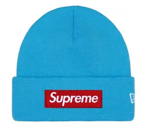 Supreme New Era Box Logo Beanie FW25 Bright Blue