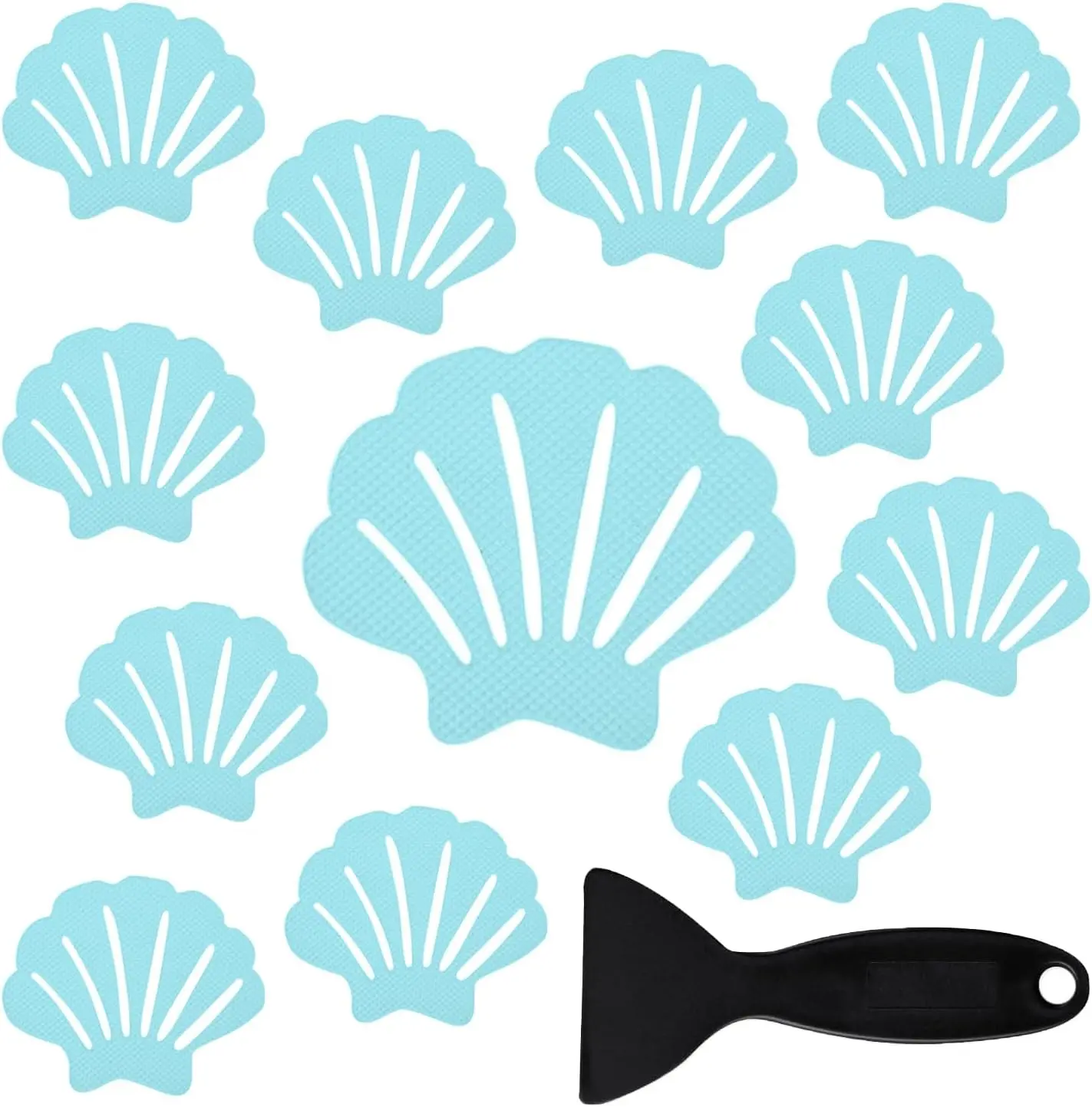 Bathtub Stickers Non-Slip River-Mussel Safety Shower Treads Adhesive Appliques with Premium Scraper - Assorted Designs in Assorted Colors