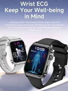 ECG/EKG Heart Rate Variability HRV Scientific Sleep Body Temperature Blood Pressure Blood Sugar Blood Lipids Uric Acid Monitoring E100 Smartwatch