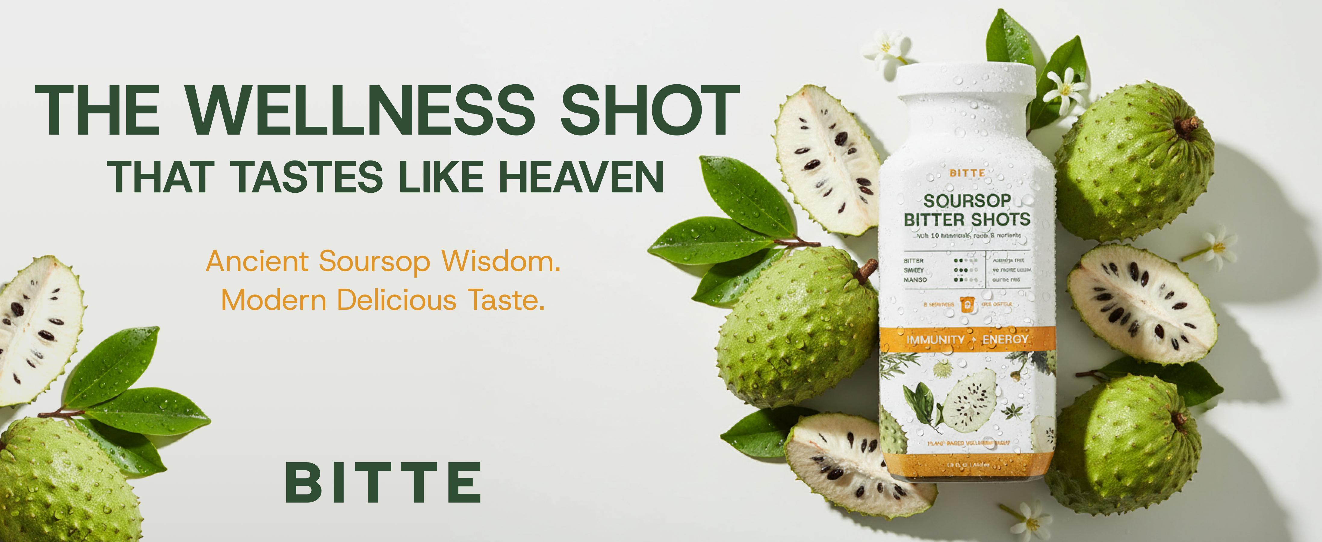 BITTE Soursop Bitters – Immune & Energy Shots | Functional Herbal Bitters for Daily Energy, Immune Defense & Focus | Infused with Soursop,