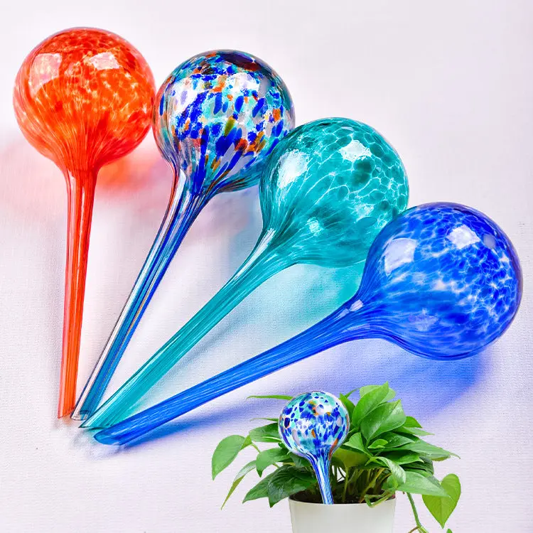 160ml Automatic Watering Globes - Colored Glass Single Set with Liquid System Watering Stakes, Artistic Touch, Easy to Handle for Home & Garden Hydration During Busy Weeks
