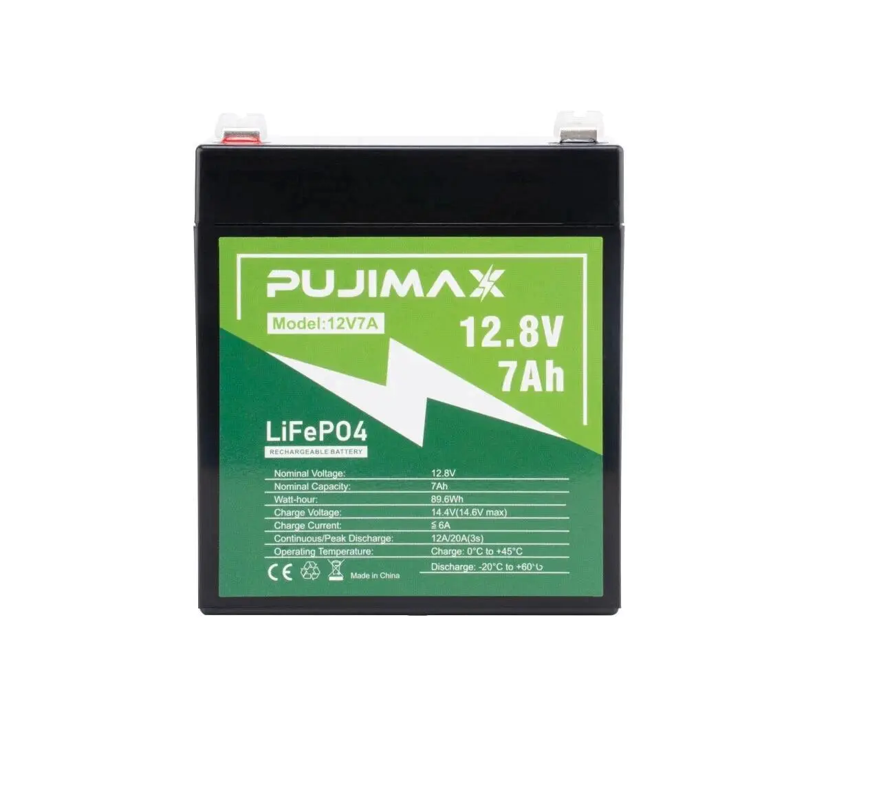 12V 7Ah LiFePO4 Lithium Battery with Built-in BMS, Space-Saving Universal Battery for Cycle, RV Use, Portable Lithium Battery, Rv Backup Battery