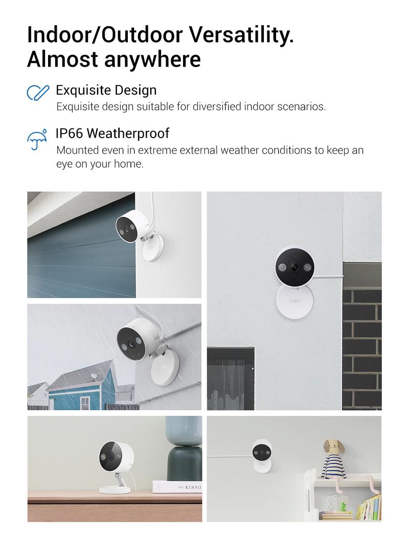 TP-Link & Tapo C120 - 2K QHD Indoor/Outdoor Security Camera with Color Night Vision, Free AI Detection, Baby Monitor, IP66, Dual Spotlights, Local/Cloud Storage
