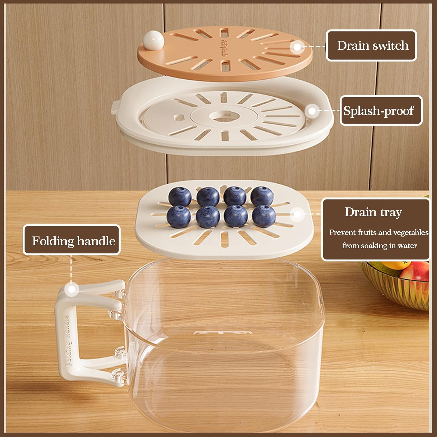 2-in-1 Kitchen Colander & Storage Basket Set - Multifunctional Fruit and Vegetable Washing Bowl with Strainer, Lid, and Handle Fruit Washer Drainer Container Set Perfect for Home and Restaurant Use Utensils, TikTokShopBlackFriday
