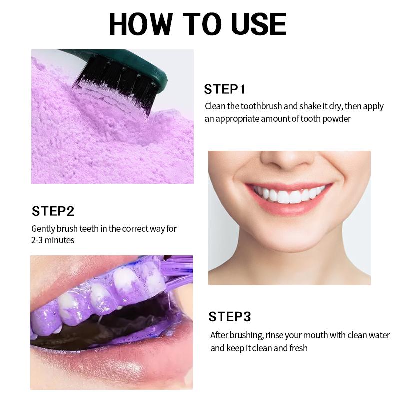ROZINO 9D Snow Purple Cleaning Teeth Powder - Gentle Non-Irritating Formula for Fresh Breath & Strong Teeth Gums - 80g Single Item