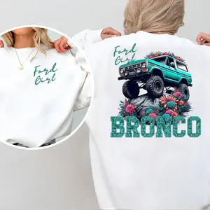 Ford Girl Bronco T-Shirt-Vintage Off Road Bronco Floral Graphic Tee, Bronco Sweatshirt,  Womenswear,  Pullover