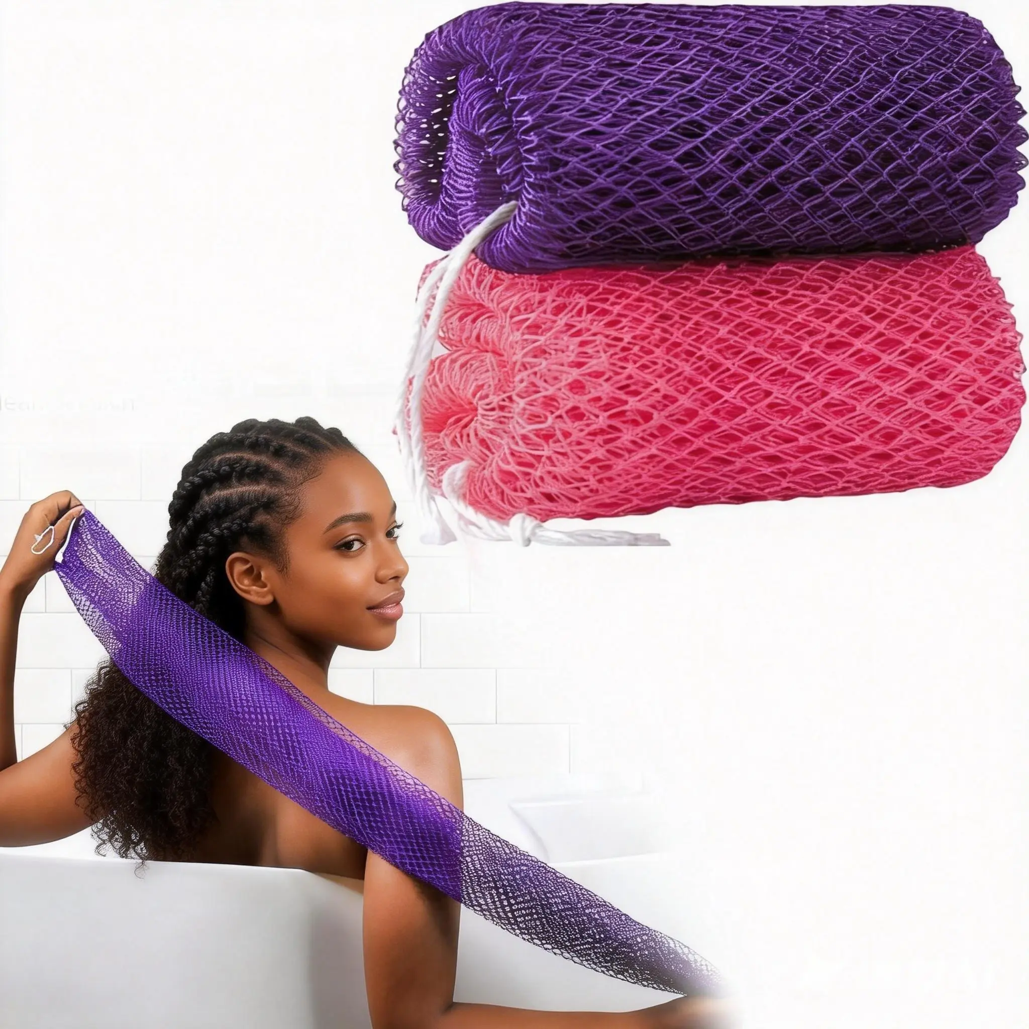 Authentic African Net Sponge, Exfoliating Body Scrubber, Bath & Body Care Accessories