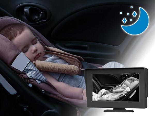 Grownsy Baby Car Camera, Baby Monitor, Baby Car Mirror 4.3'' HD 1080P Display with Night Vision Feature, Easy Install