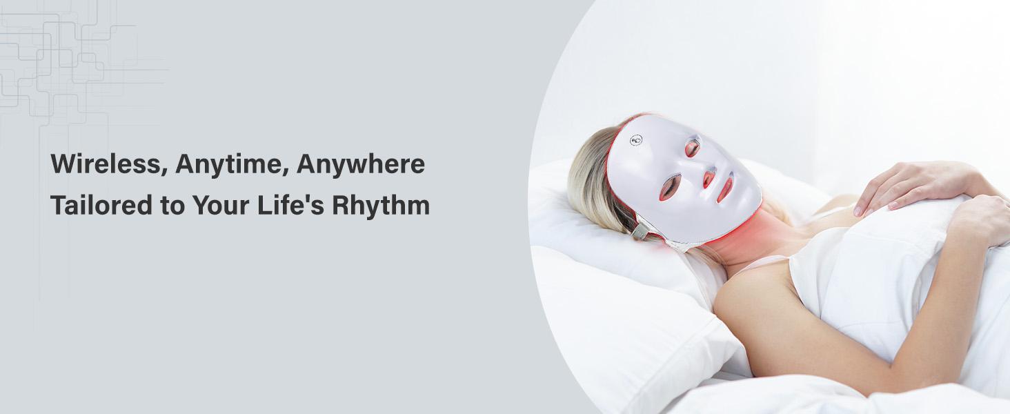 SHMHE Red light therapy mask, 7-color LED photorejuvenation mask, daily care photorejuvenation, wireless charging, ideal gift for women, autumn and winter skin care facial care gift
