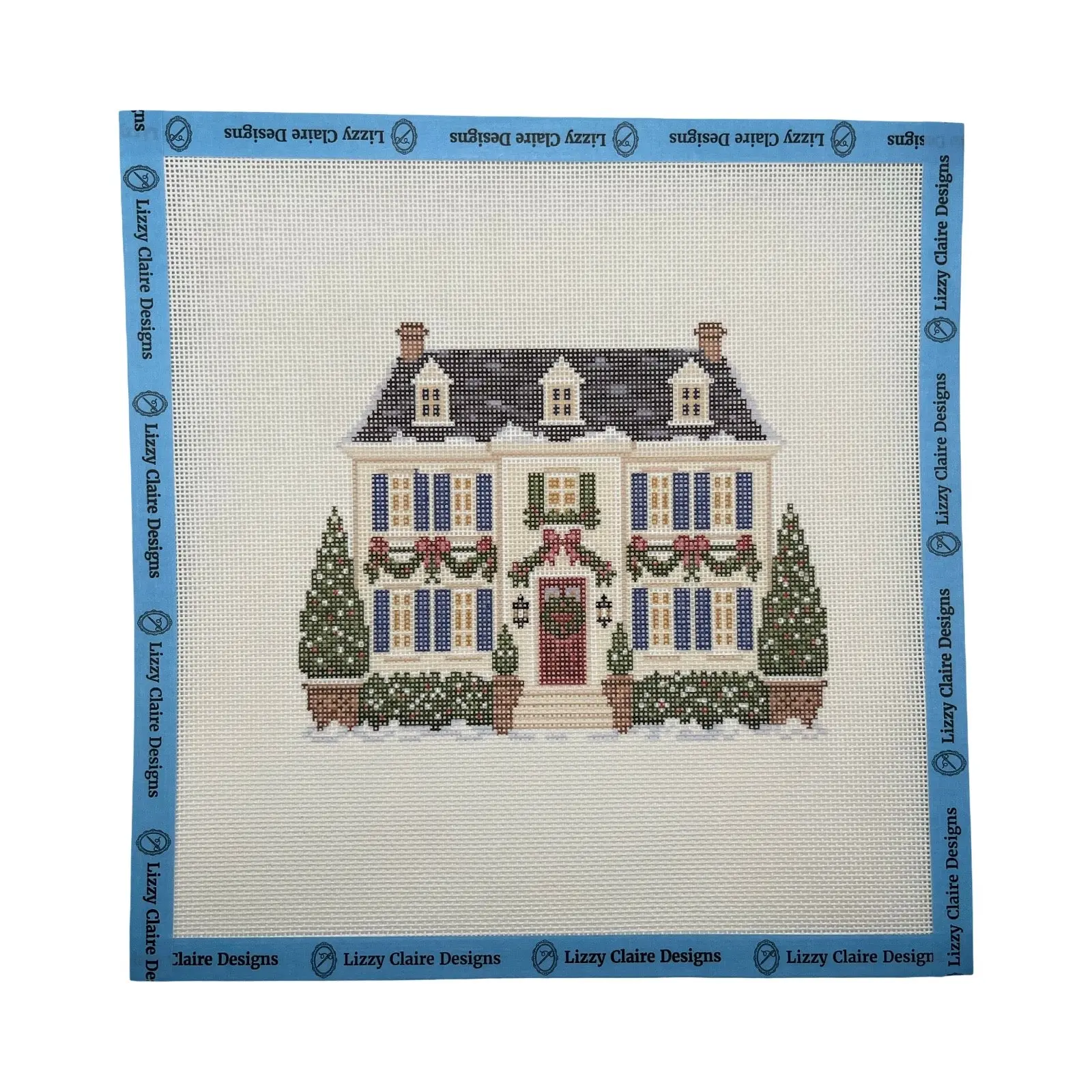 Lizzy Claire's Happy Neighborhood Christmas Manor - 18 mesh - 10 x 10 - Needlepoint Canvas