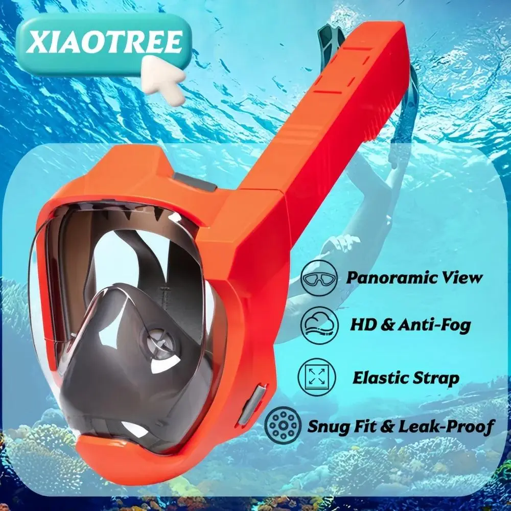 Full Face Snorkel Mask, Silicone Diving Gear with 180° Panoramic View & GoPro Mount, Anti-Leak Dry Top Snorkle, Fog Free Diving Masks for Adults, Dry Top Snorkel