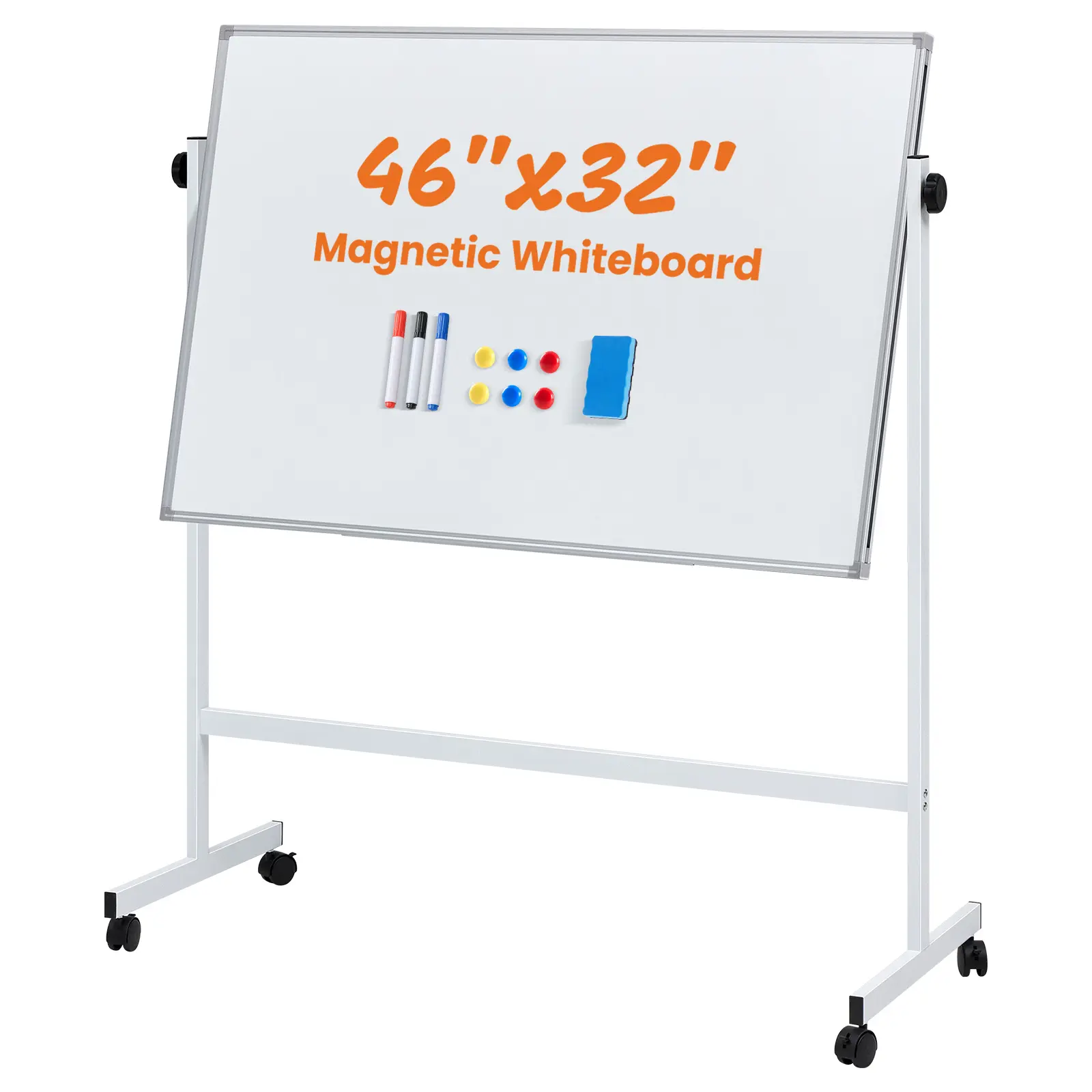 Whiteboard Easel 40 x 28 Inches, Magnetic White Board Dry Erase, Porbable Boards Height Adjustable, Dry Erase Board with Stand for School, Office and Home, Silver Aluminium Frame,back to school,back to school shopping