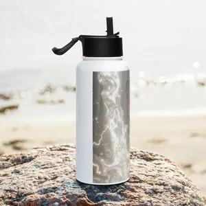 Stainless steel water bottle with a straw lid