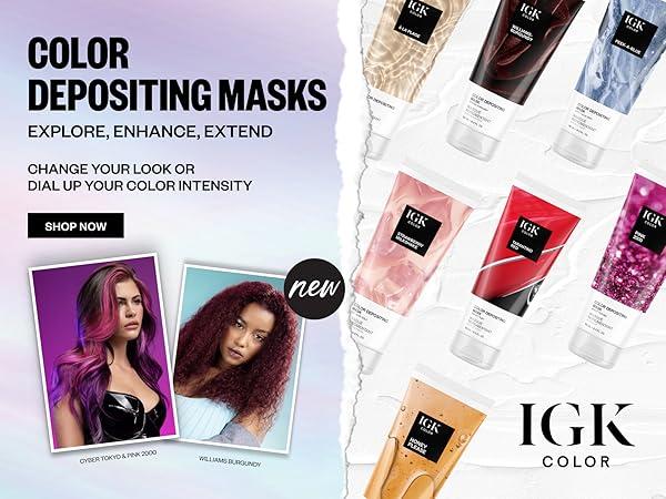 IGK COLOR DEPOSITING HAIR MASK | Conditioning + Hydrate + Shine | Color Intensity + Hydration + Smoothness | Vegan + Cruelty Free | 180ml | 6 oz