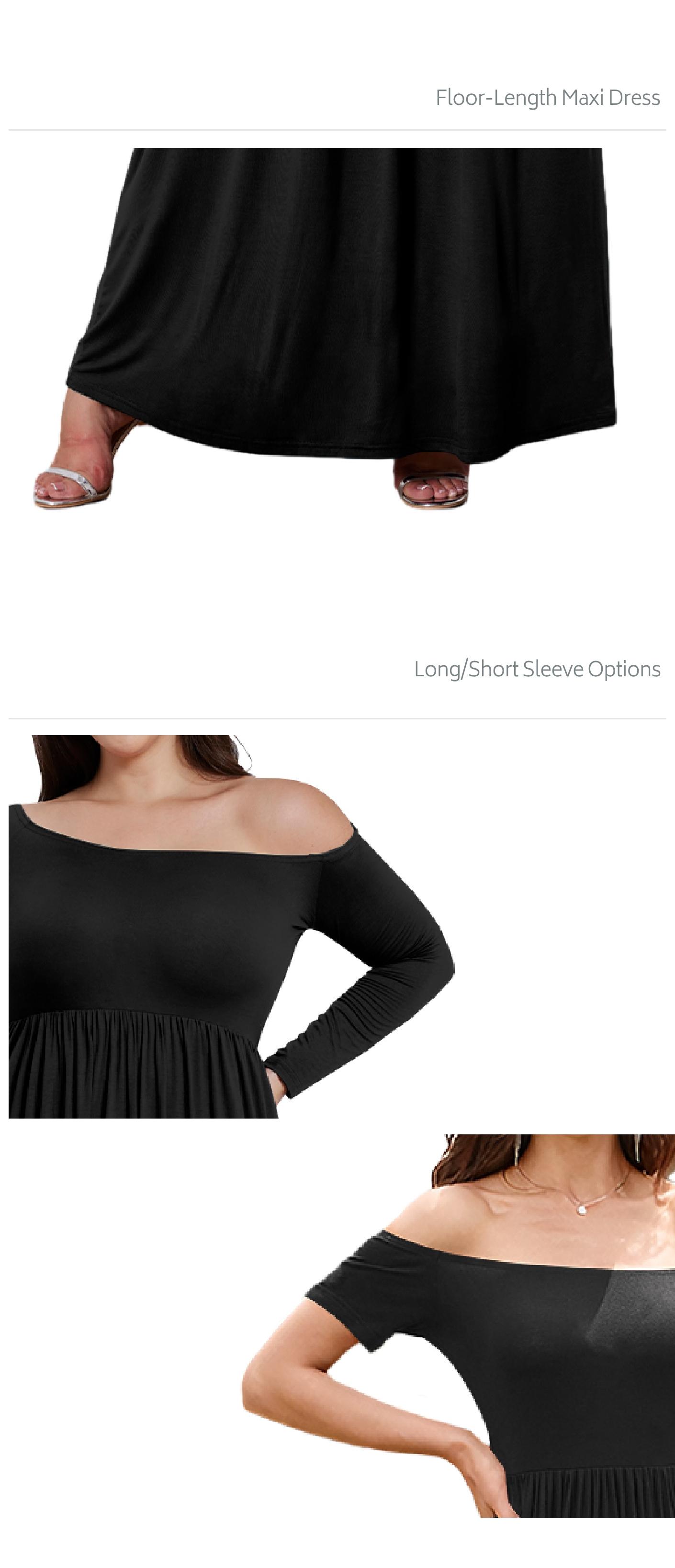 【Clearance Sale】Plus Size Women's Off-Shoulder FallMaxi Dress- Long Sleeve with Pockets, Elegant AutumnLong Dress for Vacation, Dinner & Semi-Formal Occasions SpringStatements