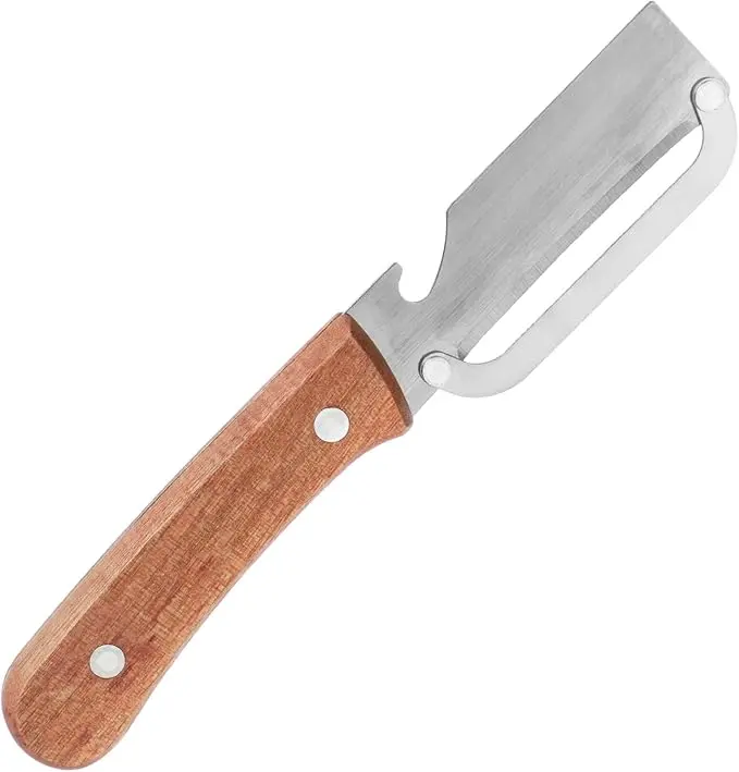 2-in-1 Stainless Steel Vegetable Peeler with Wooden Handle & Bottle Opener, Lightweight Kitchen Utensil with Blade Cover, Wooden Handle Feels Steady in Hand, Great for Busy Kitchen Prep Days & Fruits Peeling (Home Supplies, Party Gift Option)