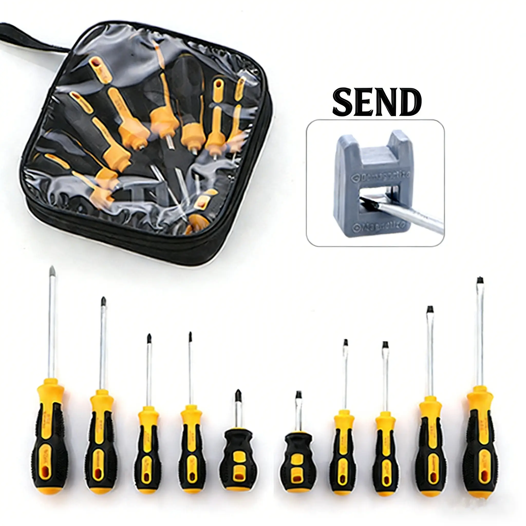 10-Piece Manual Magnetic Screwdriver Set - For Furniture/Toy/Table and Chair Repair, Dismantling Screwdriver Kit, Magnetic Multipurpose Screwdriver