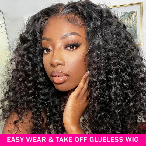 Bling Hair Deep Wave Glueless Wigs Ready to Wear 13x6 13x4 Lace Wigs With Drawstring 13x4 13x6 HD Lace Frontal Wigs Curly Wave Human Hair For Women