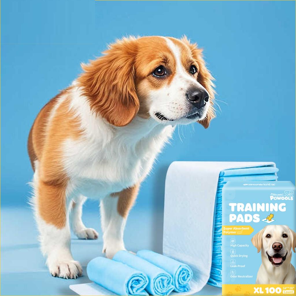 Powools Dog Puppy Pads for Potty Training Leak-Proof Quick-Dry Pee Pads with Multi-Layer Absorption Super Absorbent Polymer