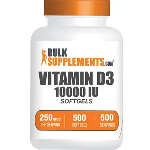 BulkSupplements Vitamin D3 Softgels - Choleciferol - Bone Health - 500 Softgels - 10000 IU- 250mcg per Serving
