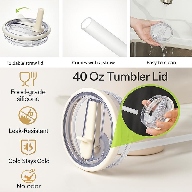 2026Year 40oz Large Capacity Stainless Travel Mug,1 Count Portable Vacuum Insulated Water Bottle with Handle & Foldable Straw,Drinking Cup for Home Office Outdoor Camping,Drinkware,Car,Vacuum Insulated Tumbler stainless steel,Cold Drink Cup for Summer