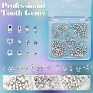 Novani Y2K Fashion 260 Pieces Crystal Tooth Gem Kit withRetainer Box & Stainless Wire Brace for Sparkling Smileand Long-Lasting Effect