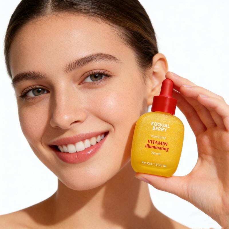 2pcs EQQUALBERRY Vitamin IlluminatingSerum -Brightening Vitamin C Serum withNiacinamide |Strengthens skin barrierIHydrates using Ceramide and HyaluronicAcid, 1.01oz /30ml