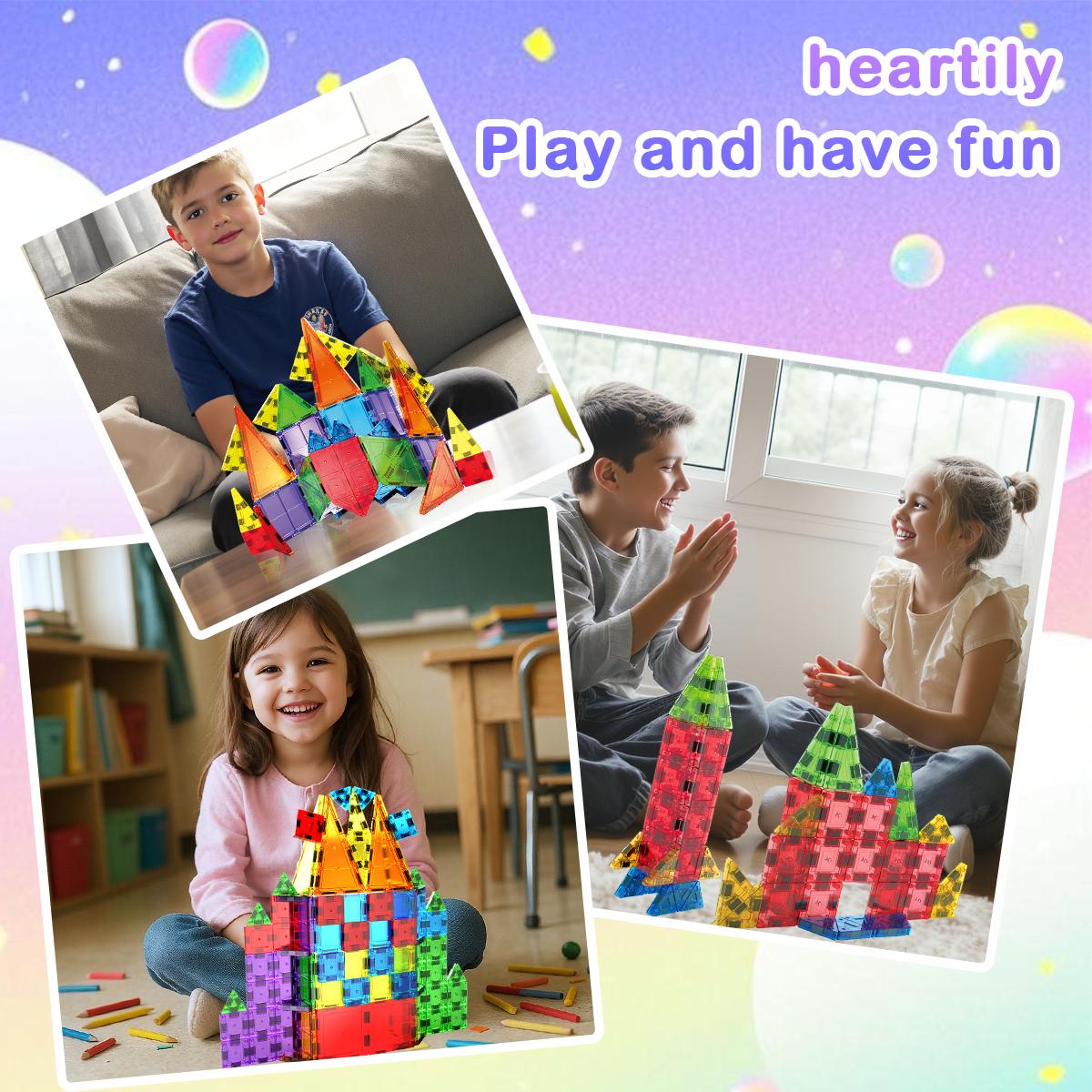 MiniGear Magnetic Tiles Building Toy – Portable Mini Magnetic Blocks Travel Set (32/42 Pieces), Montessori Educational Toy for Kids Ages 3–12, Preschool & Classroom Must-Have – Perfect Travel toy, Easter & Christmas Gift for Boys & Girls