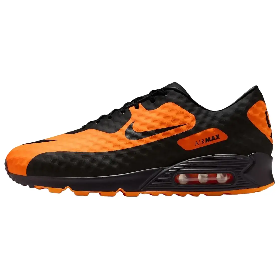 NIKE Men's Air Max 90 'Bright Citrus Hypervenom' Sports Sneaker - Streetwear, Bold Colors, Layered Upper, Synthetic Mesh, Colorblock Design, Reliable Cushioning