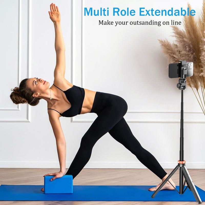 61" Portable Phone Tripod Stand & Selfie Stick Combo with Wireless Remote – Enhanced Stability for Travel, Vlogging, Compatible with iPhone 16/15/14/13 & Android Smartphones