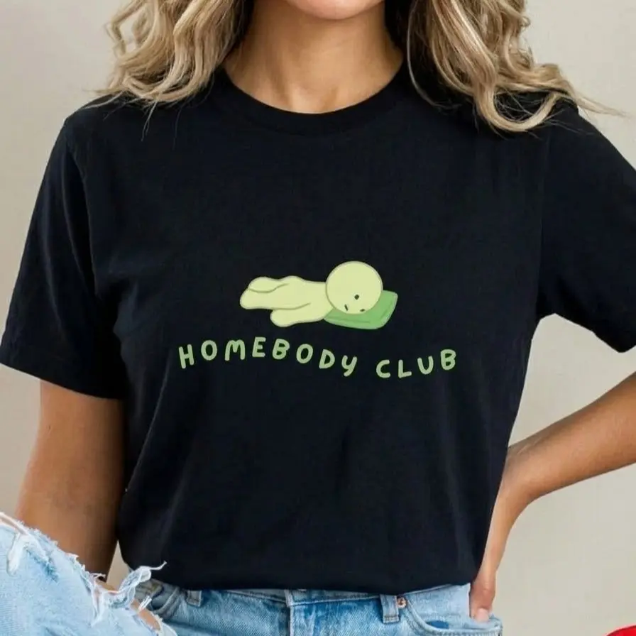 [Winter Outfits]Cute Smiski Shirt Y2K 90s Homebody Club Graphic Tee Smiski Comfort Colors Oversized T-Shirt Kewpie Cherub Sonny Angel Lover Gift