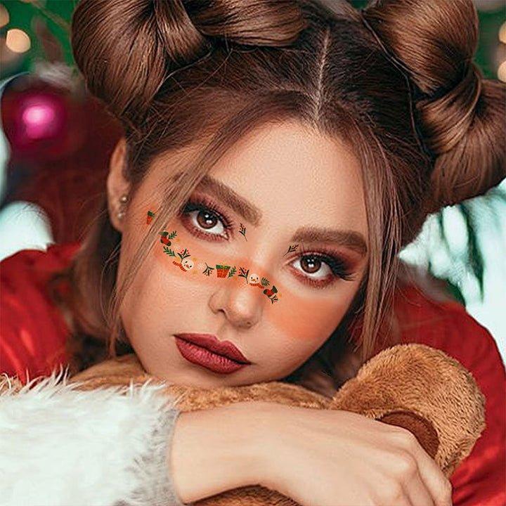 12 Sheets Christmas Temporary Face Tattoos for Kids Adorable Designs Water-Based Safe for Children's Skin Waterproof Long-Lasting Festive Tattoos for Parties and Holidays