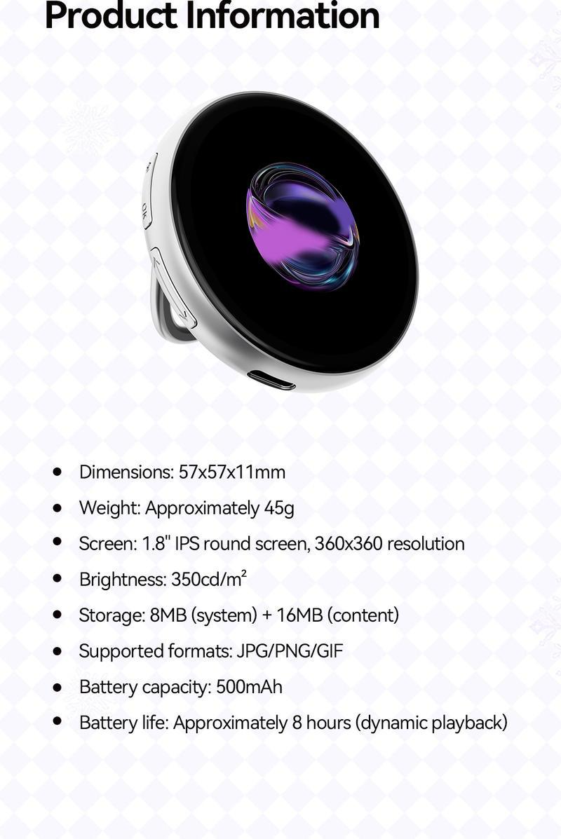 Customizable Smart Digital Display Badge (E-Badge) with IPS Touchscreen, Bluetooth Photo/GIF Upload, Wearable Portable Screen Pin, 8 Hours Battery, Perfect for Self-Expression & Fashion