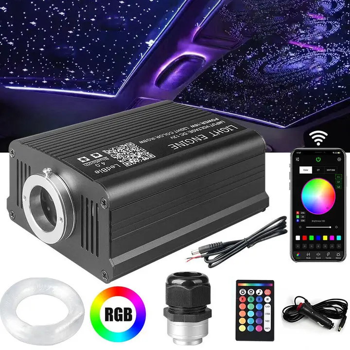 1000PCS Fiber Optic Car Home Headliner Star Light Kit, Roof Starlight Ceiling Lights, Color-Changing, App+24 Key Remote Control, Static 16Color And Rgb Light Change,  Mode Speed Sensitivity Adjustment, Interior Led Vehicle Red Decoration Custom Lightbar