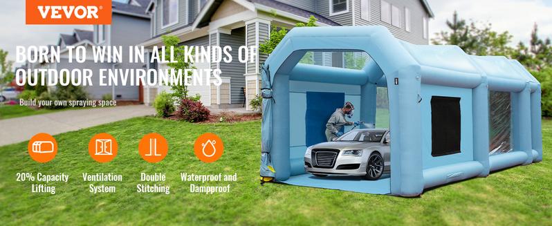 VEVOR Inflatable Paint Booth, TikTokShopBlackFriday, 20x10x8ft Inflatable Spray Booth, Car Paint Tent Air Filter System for Car Parking Tent Workstation Motorcycle Garage