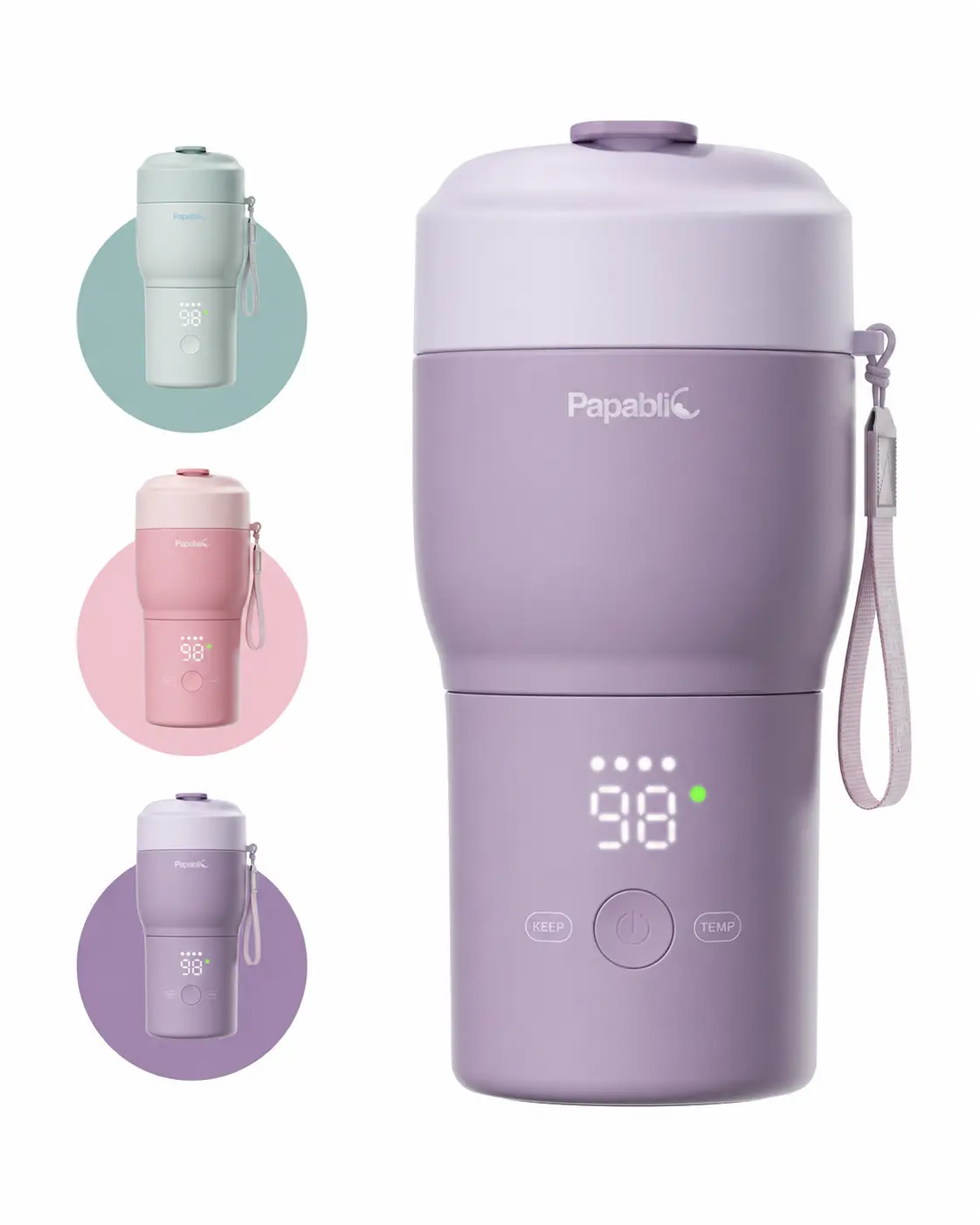 Papablic Pro Portable Bottle Warmer for Travel - Fast Heating, Built-in Sterilizer, 30W Fast Charge, 5-Temp Control, Easy-Clean Wide Mouth, Bottle Warmer on the Go for Breastmilk & Formula, Fast Bottle Warmers #tiktokshopbacktoschool