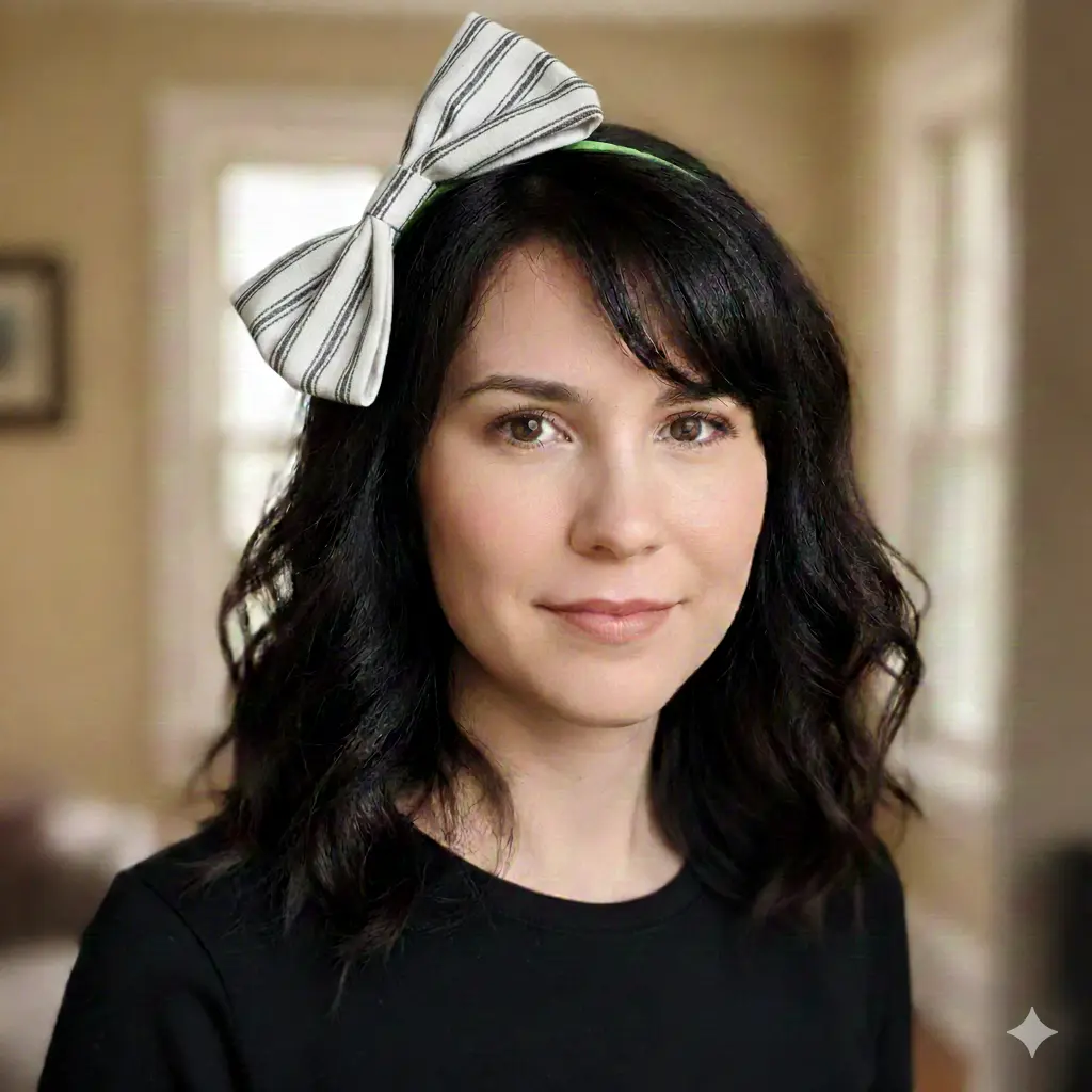 Handmade Parisian Pinstripe Handmade Fabric Bow Headband