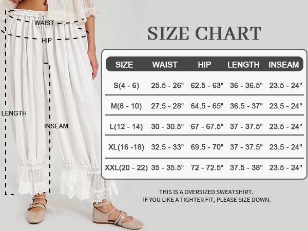 【SS26 Collection】TARSE Women Linen Lace Trim Long Bloomers Pants Ruffle Vintage Pantaloons Summer Beach Travel Vacation Cute Boho Pants with Pockets