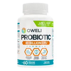 Oweli Probiotic + Prebiotic - Complete Gut Health Formula with 40 Billion CFU + 4-Strain Lactobacillus Blend for Digestive Support & Daily Flora Balance (30-Day Supply)