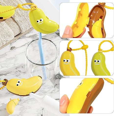 Banana Toothbrush Holder for Travel - 2Pcs Cute Banana Shape