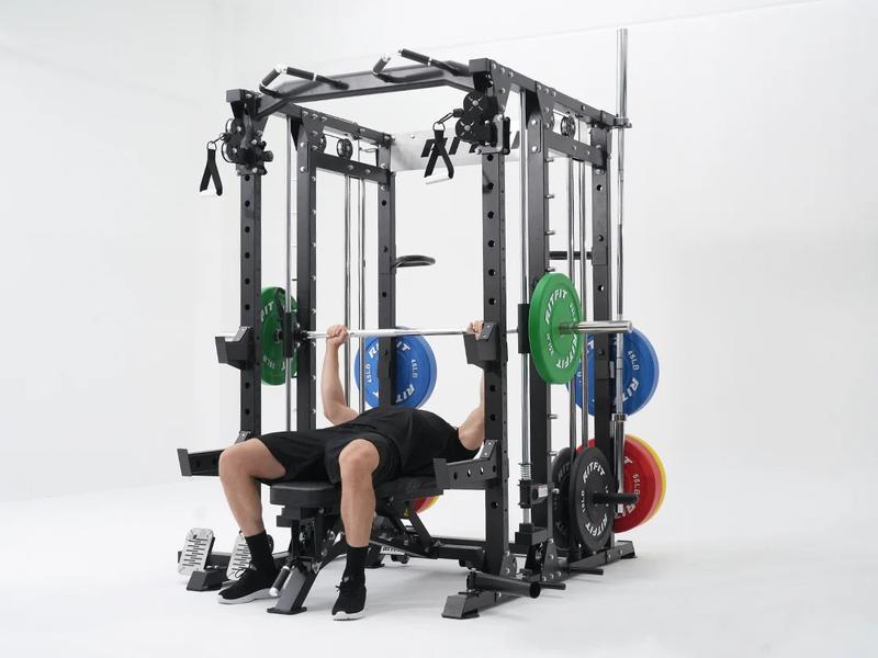 RitFit BUFFALO Multifunctional Smith Machine with Lat Pull Down and Cable Crossover for Versatile Strength Training