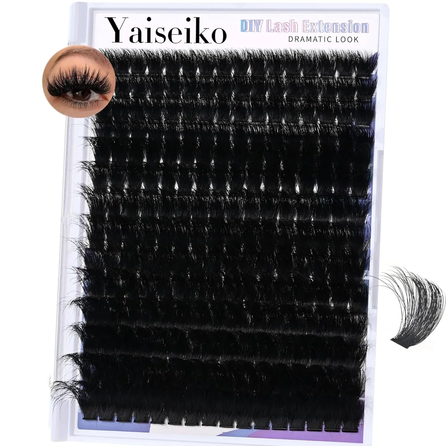 Fluffy Lash Clusters 300D Thick Long - 224Pcs D Curl Wispy Volume Eyelash Extensions Mix 12-25mm, Waterproof Soft Individual False Eyelashes for DIY at Home