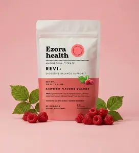 Revi+ Magnesium Gummies Raspberry Flavored for Calmer Sleep Better Recovery