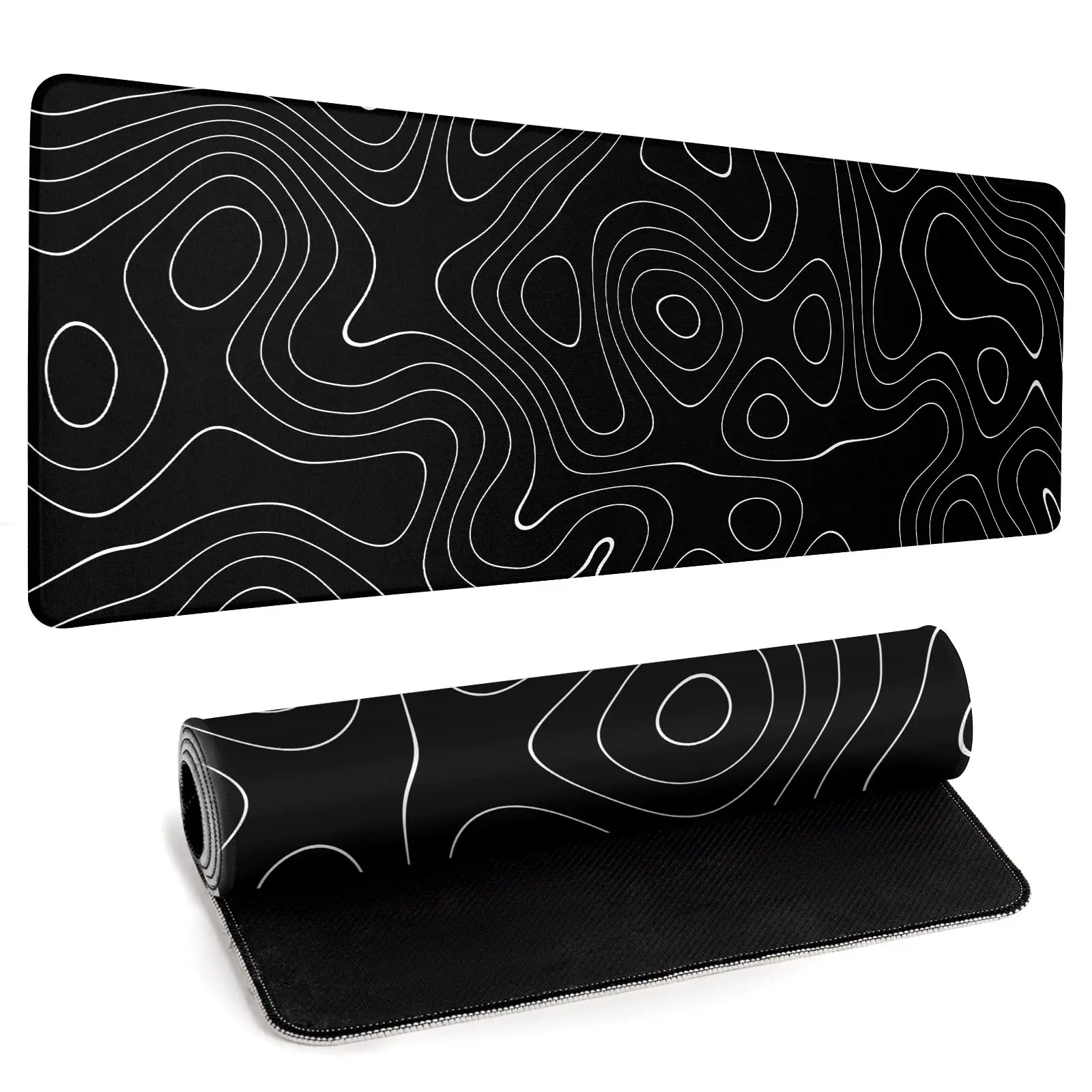 Topographic Gaming Mouse Pad Large 31.5 x 15.75in Keyboard Mousepad for Non-Slip Base Stitched Edge Extended Desk Pad XL Desk Mat
